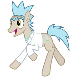 Size: 3000x3000 | Tagged: safe, artist:cheezedoodle96, derpibooru import, pony rick, ponified, earth pony, pony, grannies gone wild, .svg available, clothes, jumping, lab coat, male, rick and morty, rick sanchez, running, shirt, simple background, solo, stallion, svg, transparent background, unibrow, vector