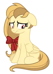 Size: 2748x3832 | Tagged: safe, artist:estories, derpibooru import, oc, oc:alice goldenfeather, unofficial characters only, pony, bow, female, floppy ears, high res, looking away, mare, simple background, sitting, solo, transparent background