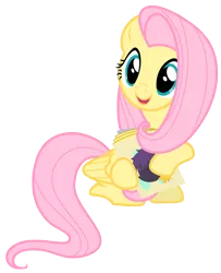 Size: 5716x7026 | Tagged: safe, artist:estories, derpibooru import, fluttershy, pony, absurd resolution, cute, magazine, open mouth, shyabetes, simple background, sitting, smiling, solo, transparent background, vector