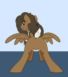 Size: 2712x3080 | Tagged: artist:binkyt11, derpibooru, derpibooru import, derpibooru ponified, eyeshadow, featureless crotch, freckles, looking at you, makeup, meta, oc, oc:duck badge, plot, ponified, presenting, raised tail, smug, solo, spread wings, suggestive, tail, unofficial characters only, wings