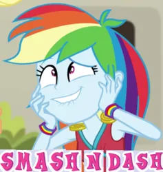 Size: 781x825 | Tagged: suggestive, derpibooru import, edit, edited screencap, screencap, rainbow dash, equestria girls, movie magic, spoiler:eqg specials, caption, cropped, expand dong, exploitable meme, image macro, lip bite, meme, solo