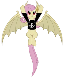 Size: 716x859 | Tagged: safe, artist:magister39, artist:ziomal1987, derpibooru import, fluttershy, bat pony, clothes, flutterbat, powerwolf, race swap, shirt, simple background, solo, transparent background, vector