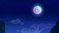 Size: 1280x720 | Tagged: alternate timeline, cloud, derpibooru import, full moon, implied princess celestia, mare in the moon, moon, mountain, night, nightmare takeover timeline, safe, screencap, the cutie re-mark