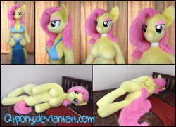 Size: 6936x5028 | Tagged: absurd resolution, anthro, anthro plushie, artist:qtpony, barbie doll anatomy, belly button, bikini, breasts, choker, clothes, derpibooru import, featureless breasts, female, fluttershy, irl, nudity, photo, plushie, solo, solo female, suggestive, swimsuit, this is why god won't talk to us, this is why we can't have nice things, unguligrade anthro