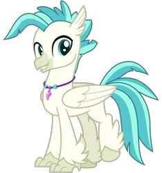 Size: 3000x3200 | Tagged: artist:cheezedoodle96, classical hippogriff, derpibooru import, hippogriff, jewelry, looking at you, male, necklace, raised hoof, safe, simple background, smiling, solo, surf and/or turf, svg, .svg available, terramar, transparent background, vector