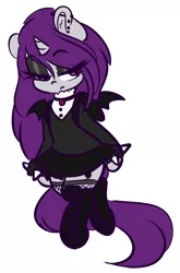 Size: 3121x4733 | Tagged: safe, artist:wickedsilly, derpibooru import, oc, oc:wicked silly, unofficial characters only, unicorn, clothes, female, goth, mare, ponysona, simple background, solo, stockings, thigh highs, white background