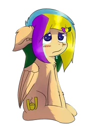 Size: 889x1200 | Tagged: safe, artist:ppptly, derpibooru import, oc, oc:program mouse, unofficial characters only, pegasus, pony, crying, cute, ear fluff, female, floppy ears, hairclip, no pupils, sad, simple background, solo, transparent background