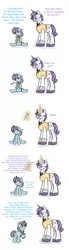 Size: 550x2000 | Tagged: safe, artist:pandamoniyum, derpibooru import, oc, oc:sauvignon blanc, oc:velveteen, unofficial characters only, unicorn, bowtie, clothes, comic, facial hair, female, filly, glasses, magical lesbian spawn, male, moustache, offspring, parent:fancypants, parent:fleur-de-lis, parent:maud pie, parent:trixie, parents:fancyfleur, parents:mauxie, simple background, stallion, teddy bear, vest, white background