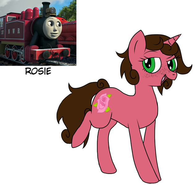 Size: 1705x1622 | Tagged: safe, artist:wolftendragon, derpibooru import, ponified, pony, unicorn, female, mare, rosie, solo, thomas the tank engine