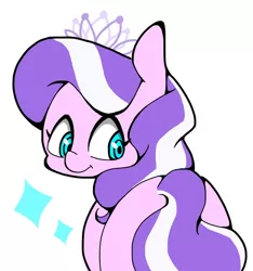 Size: 768x819 | Tagged: safe, artist:asg, derpibooru import, diamond tiara, earth pony, pony, cute, diamondbetes, female, filly, jewelry, looking at you, looking back, looking back at you, simple background, tiara, white background