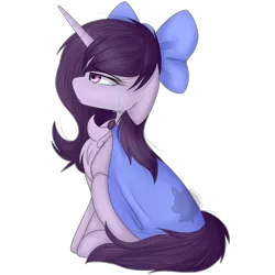 Size: 5000x5000 | Tagged: absurd resolution, artist:bladedeehunter, bow, cloak, clothes, crying, derpibooru import, hair bow, oc, oc:amethyst heartstone, safe, simple background, solo, transparent background