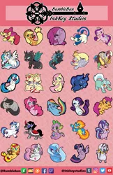 Size: 825x1275 | Tagged: safe, artist:bumblebun, derpibooru import, apple bloom, applejack, berry punch, berryshine, bon bon, derpy hooves, discord, flam, flim, fluttershy, king sombra, lyra heartstrings, octavia melody, pinkie pie, princess cadance, princess celestia, princess luna, queen chrysalis, rainbow dash, rarity, scootaloo, shining armor, spike, spitfire, starlight glimmer, sunset shimmer, sweetie belle, sweetie drops, trixie, twilight sparkle, twilight sparkle (alicorn), vinyl scratch, zecora, alicorn, changeling, changeling queen, draconequus, dragon, earth pony, nymph, pegasus, pony, umbrum, unicorn, zebra, :p, adorabloom, adorabon, baby, baby dragon, behaving like a cat, berrybetes, charm, chibi, curved horn, cute, cutealis, cutealoo, cutedance, cutefire, cutelestia, cuteling, cutie mark crusaders, dashabetes, derpabetes, diapinkes, diasweetes, diatrixes, discute, eyes closed, female, filly, flamabetes, flim flam brothers, flimabetes, flying, foal, glimmerbetes, happy, holding tail, jackabetes, looking at you, lunabetes, lyrabetes, male, mane six, mare, open mouth, raribetes, shimmerbetes, shining adorable, shyabetes, silly, sleeping, smiling, sombradorable, spikabetes, stallion, standing, tavibetes, tongue out, twiabetes, vinylbetes, wall of tags, zecorable