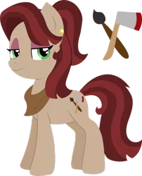 Size: 1024x1270 | Tagged: safe, artist:saukapie, derpibooru import, oc, oc:mahogany redwood, earth pony, pony, female, mare, offspring, parent:cherry jubilee, parent:mud briar, simple background, solo, transparent background