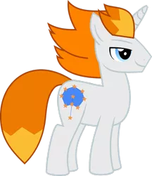 Size: 1024x1185 | Tagged: safe, artist:silver star apple, derpibooru import, oc, oc:silver star apple, unofficial characters only, unicorn, blue eyes, male, orange mane, show accurate, simple background, solo, stallion, transparent background, vector