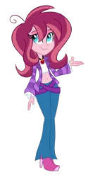 Size: 600x1200 | Tagged: safe, artist:wubcakeva, derpibooru import, oc, oc:contralto, oc:cupcake slash, equestria girls, clothes, equestria girls-ified, female, full body, gem, jewelry, necklace, pants, simple background, siren gem, solo, transparent background