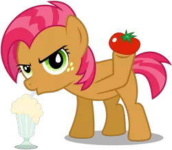 Size: 1600x1391 | Tagged: babs seed, babs seed song, derpibooru import, food, ice cream, looking at you, one bad apple, safe, simple background, solo, tomato, transparent background