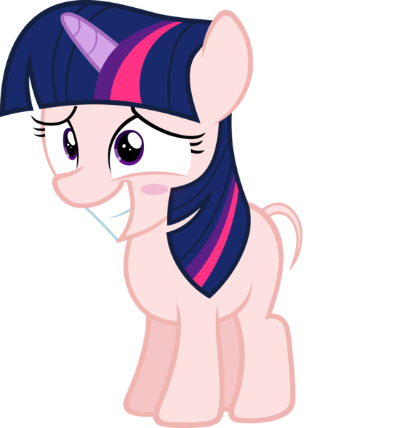 Size: 5650x6000 | Tagged: safe, artist:slb94, derpibooru import, edit, editor:slayerbvc, vector edit, twilight sparkle, unicorn, absurd resolution, blushing, embarrassed, female, filly, filly twilight sparkle, furless, furless edit, grin, nude edit, nudity, shaved, shaved tail, simple background, smiling, solo, transparent background, vector, younger