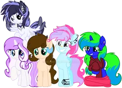 Size: 1024x738 | Tagged: safe, artist:bezziie, derpibooru import, oc, oc:strawberry pie, unofficial characters only, pegasus, pony, unicorn, clothes, female, hoodie, mare, simple background, transparent background, watermark