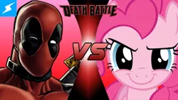 Size: 600x338 | Tagged: safe, artist:natemandeadman94, derpibooru import, pinkie pie, deadpool, death battle, exploitable meme, image, meme, png, screwattack.com, youtube link in the description