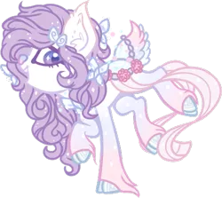 Size: 523x467 | Tagged: artist:sweethearttarot, base used, butterfly, commission, derpibooru import, fawn pond, flower, oc, oc:toxijen, original species, pond pony, ribbon, safe, simple background, solo, transparent background