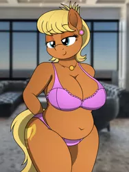 Size: 3000x4000 | Tagged: absurd resolution, anthro, artist:an-tonio, artist:pananovich, bbw, bedroom eyes, big breasts, bra, breasts, busty ms. harshwhinny, chubby, clothes, collaboration, cougar, cutie mark, derpibooru import, digital art, eyebrows, eyeliner, female, frilly underwear, hair, lingerie, makeup, mature, ms. harshwhinny, panties, pink underwear, plump, sexy, smiling, solo, solo female, stupid sexy ms. harshwhinny, suggestive, tail, underwear, wide hips