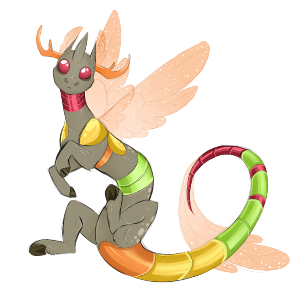 Size: 600x574 | Tagged: antlers, artist:vindhov, changeling hybrid, derpibooru import, draconequus, draconequus oc, hybrid, interspecies offspring, magical gay spawn, oc, offspring, parent:discord, parents:discorax, parent:thorax, safe, simple background, solo, transparent background, unofficial characters only
