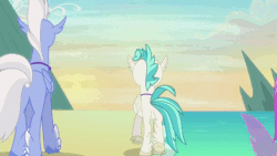 Size: 960x540 | Tagged: animated, classical hippogriff, derpibooru import, family, father and son, female, hippogriff, husband and wife, male, mother and son, ocean flow, safe, screencap, seapony (g4), sky beak, surf and/or turf, terramar, transformation