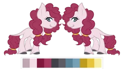 Size: 1198x667 | Tagged: artist:sweethearttarot, color palette, commission, custom, derpibooru import, hybrid, interspecies offspring, irl, next generation, oc, offspring, parent:pinkie pie, parent:prince rutherford, parents:pinkieford, photo, pinkie pie, prince rutherford, reference sheet, safe, simple background, solo, toy, transparent background, yakony