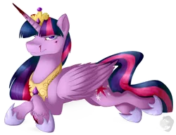 Size: 4176x3184 | Tagged: accessory theft, alicorn, artist:spirit-1, blood, derpibooru import, grimdark, implied horn impalement, implied murder, nosebleed, outline, prone, simple background, solo, transparent background, twilight sparkle, twilight sparkle (alicorn), white outline