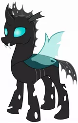 Size: 714x1119 | Tagged: safe, artist:sweethearttarot, derpibooru import, oc, oc:blister, changeling, bug shell, changeling oc, curved horn, insect wings, shell