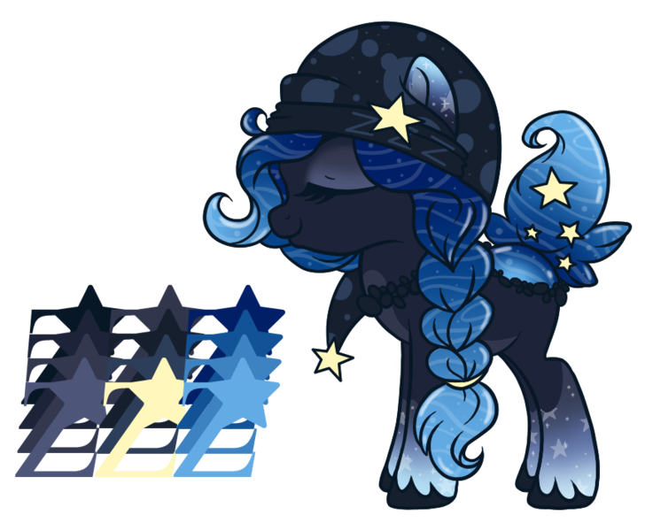 Size: 870x708 | Tagged: artist:sweethearttarot, braid, commission, derpibooru import, eyes closed, oc, original species, pond pony, reference sheet, safe, simple background, solo, stars, transparent background, unofficial characters only
