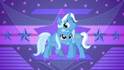 Size: 3840x2160 | Tagged: safe, artist:cheezedoodle96, artist:laszlvfx, derpibooru import, edit, jack pot, trixie, pony, unicorn, grannies gone wild, crying, father and daughter, female, hug, like father like daughter, male, mare, tears of joy, wallpaper, wallpaper edit