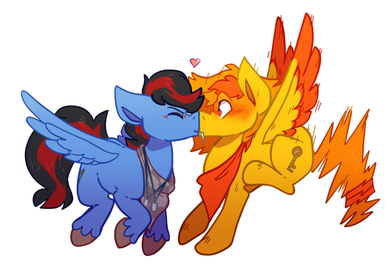Size: 1024x715 | Tagged: safe, artist:crownedspade, derpibooru import, oc, oc:dj scratchjack, oc:hyper chaser, unofficial characters only, pegasus, pony, gay, kissing, male, simple background, stallion, transparent background