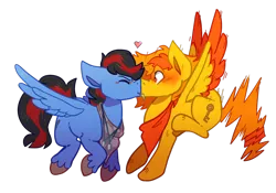 Size: 1024x715 | Tagged: safe, artist:crownedspade, derpibooru import, oc, oc:dj scratchjack, oc:hyper chaser, unofficial characters only, pegasus, pony, gay, kissing, male, simple background, stallion, transparent background