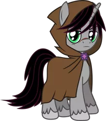 Size: 1416x1616 | Tagged: safe, artist:lightningbolt, derpibooru import, idw, shadow lock, pony, unicorn, villains of equestria collab, spoiler:comic, .svg available, cape, clothes, hood, hood up, horn, idw showified, looking at you, male, scar, simple background, solo, stallion, standing, svg, transparent background, unshorn fetlocks, vector