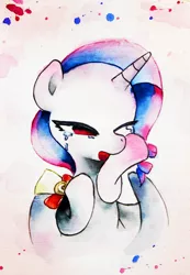 Size: 2844x4104 | Tagged: safe, artist:shiinadrawmiku, derpibooru import, oc, oc:mimi, unofficial characters only, pony, graduated, traditional art, watercolor painting