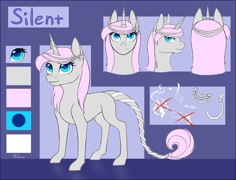 Size: 2560x1958 | Tagged: safe, artist:shkura2011, derpibooru import, oc, oc:silent, pony, unicorn, female, filly, reference sheet, solo