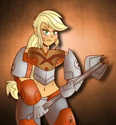 Size: 2780x3000 | Tagged: safe, artist:scobionicle99, derpibooru import, applejack, equestria girls, armor, belly button, bionicle, clothes, cosplay, costume, lego, midriff, pohatu, solo, unconvincing armor