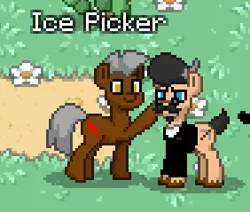 Size: 282x239 | Tagged: safe, derpibooru import, oc, ponified, earth pony, pony, pony town, clothes, duo, facial hair, glasses, history, ice picker, male, meme, russia, stallion, this will end in death, trotsky