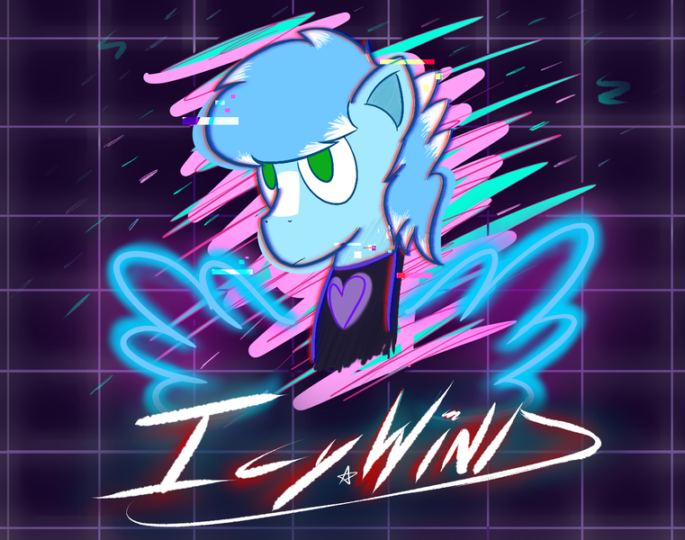 Size: 1269x1000 | Tagged: aesthetics, artist:icywindthepony, derpibooru import, oc, oc:icy wind, safe, solo, synthwave, unofficial characters only, vaporwave, vaporwave style