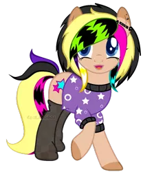 Size: 1024x1145 | Tagged: safe, artist:roserooibos, derpibooru import, oc, oc:shay star, earth pony, pony, clothes, female, mare, shirt, simple background, socks, solo, transparent background