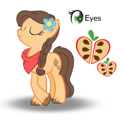 Size: 1024x993 | Tagged: safe, artist:ponycat-artist, derpibooru import, oc, oc:apple ivy, unofficial characters only, earth pony, pony, base used, eyes closed, female, flower, flower in hair, mare, offspring, parent:applejack, parent:caramel, parents:carajack, simple background, solo, transparent background