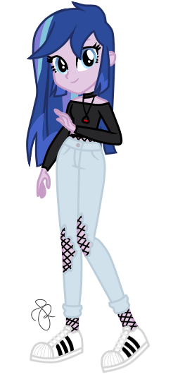 Size: 246x534 | Tagged: safe, artist:ilaria122, artist:selenaede, derpibooru import, part of a set, oc, oc:velvet star, unofficial characters only, equestria girls, base used, choker, clothes, equestria girls-ified, female, fishnets, jeans, next generation, offspring, pants, parent:flash sentry, parent:twilight sparkle, parents:flashlight, ripped pants, shirt, shoes, simple background, sneakers, t-shirt, transparent background