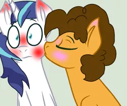 Size: 892x744 | Tagged: artist:jeanniehobbes, cheesearmor, cheese sandwich, crack shipping, derpibooru import, gay, infidelity, kissing, kiss on the cheek, male, safe, shining armor, shipping