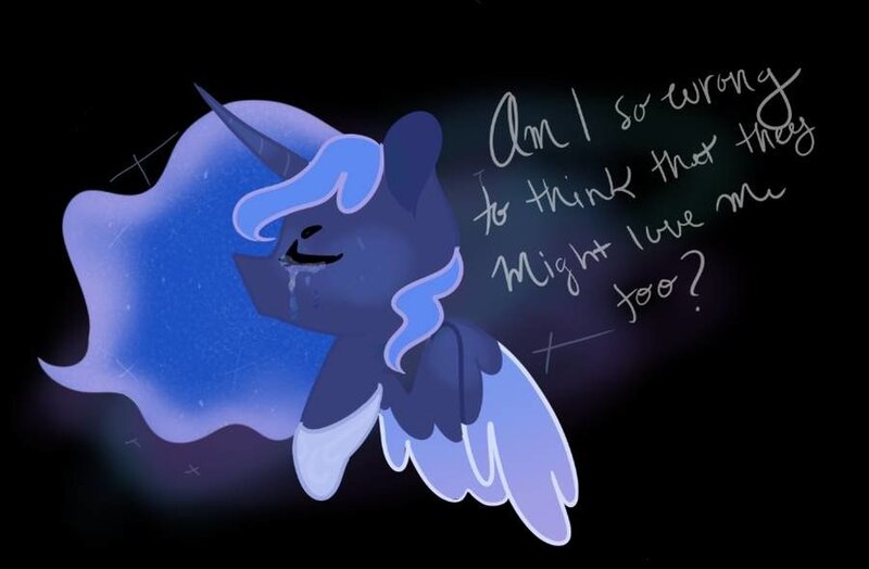 Size: 900x589 | Tagged: safe, artist:bubaiuv, derpibooru import, princess luna, the moon rises, ponyphonic, solo, song reference