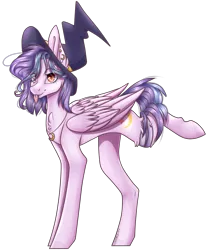 Size: 1550x1875 | Tagged: safe, artist:zen-ex, derpibooru import, oc, oc:shylu, unofficial characters only, pegasus, pony, female, hat, mare, simple background, solo, tongue out, transparent background, witch hat