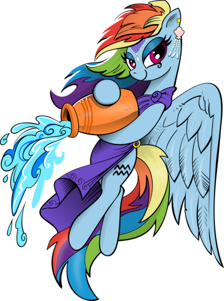 Size: 2236x3000 | Tagged: safe, artist:andypriceart, artist:brunursus, derpibooru import, rainbow dash, pegasus, pony, aquarius, background removed, clothes, female, lidded eyes, looking at you, mare, ponyscopes, robe, simple background, solo, transparent background, water, zodiac