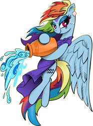 Size: 2236x3000 | Tagged: safe, artist:andypriceart, artist:brunursus, derpibooru import, rainbow dash, pegasus, pony, aquarius, background removed, clothes, female, lidded eyes, looking at you, mare, ponyscopes, robe, simple background, solo, transparent background, water, zodiac