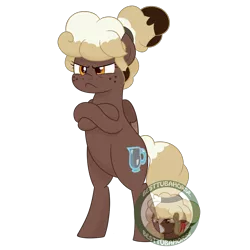 Size: 3000x3000 | Tagged: safe, artist:besttubahorse, derpibooru import, oc, oc:sweet mocha, unofficial characters only, pegasus, pony, alternate hairstyle, angry, bipedal, crossed hooves, female, freckles, simple background, solo, transparent background, watermark