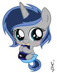 Size: 3129x4033 | Tagged: safe, artist:velveagicsentryyt, derpibooru import, oc, oc:lunais, unofficial characters only, pony, unicorn, baby, baby bottle, baby pony, cute, diaper, female, filly, ocbetes, offspring, parent:king sombra, parent:princess luna, parents:lumbra, simple background, solo, transparent background